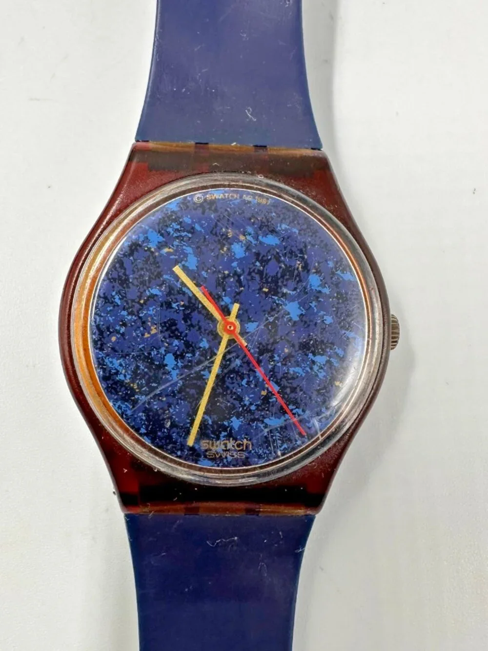 Swatch Lazuli Watch Men 33mm Blue Dial Swiss GF101 New Battery 9